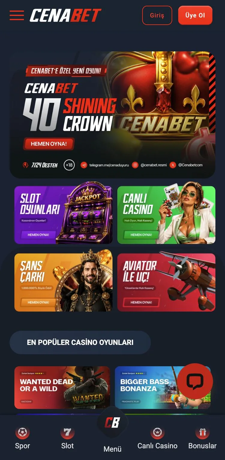 Cenabet mobil ekranı